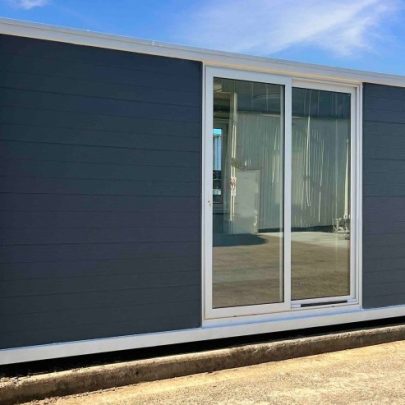 white studio with grey cladding
