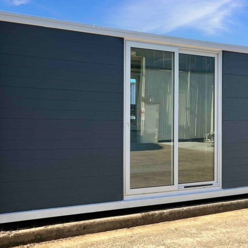 white studio with grey cladding